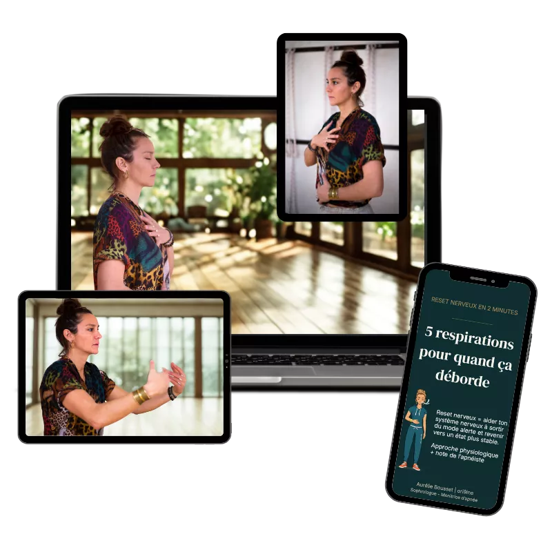 Visuel du guide les 5 Resets Nerveux. 5 protocoles respiratoires à faire quand la pression monte